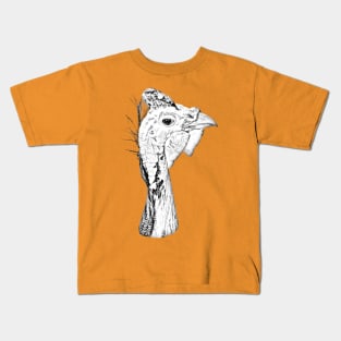 Drawing conversion of a Helmeted Guineyfowl Kids T-Shirt